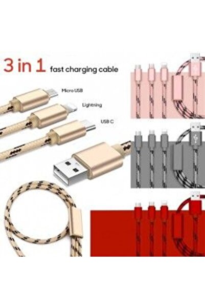 Bibilel Καλώδιο USB 3 σε 1, Micro - Type C - iPhone, Μήκος 125 εκ. TRENQA