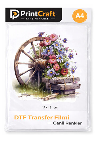Palo Santo 17x18 cm Bahçe Süsü Çiçekler Modeli Ütü ile Yapışan DTF Transfer B...