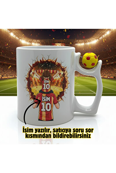 MRN Tasarım Baba Oğul-Baba Kız Sarı Kırmızı Futbol Toplu Kupa / 3D Tasarım Sa...