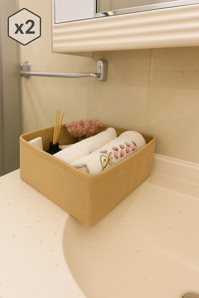 aydev home collection 2-Piece Natural Jute Bathroom Organizer Basket |   Towel Cosmetic Organizer |   Stylish Lidless Storage Box