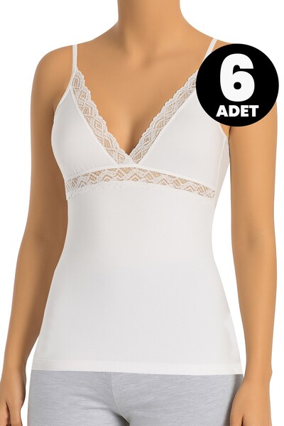 Öts Σετ 6 τεμαχίων γυναικεία εσώρουχα δαντελωτά (96% βαμβάκι - 4% ελαστάνη)