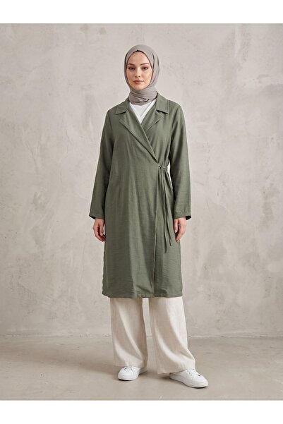 Naknaku Collared Side-Tie Short Jacket-Khaki