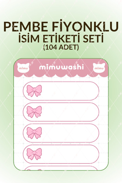 Mimu Art Studio Pembe Fiyonklu 104 Adet İsim Etiketi Sticker Seti Defter Kita...