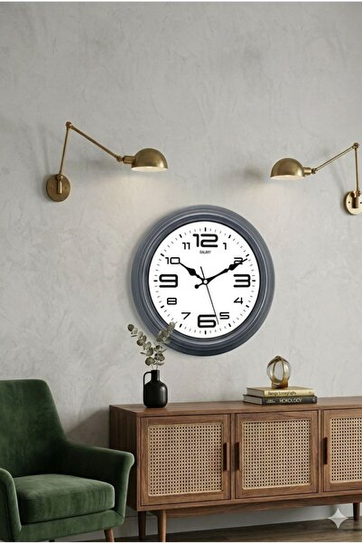 Leila Home Füme Duvar Saati Sessiz Akar 30 cm