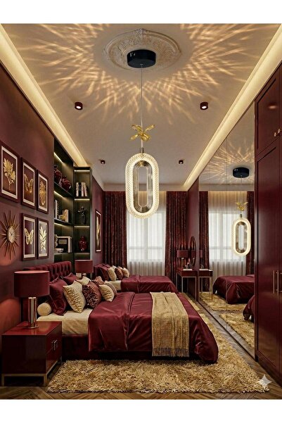 BİAVİZE SİYAH OVALLEDLİ KRİSTAL MODERN LED AVİZE(3RENK)