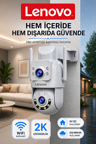 LENOVO 2 Kameralı Wifi ULTRA RENKLİ Gece Görüşlü Hareket Takipli Güvenlik Kam...