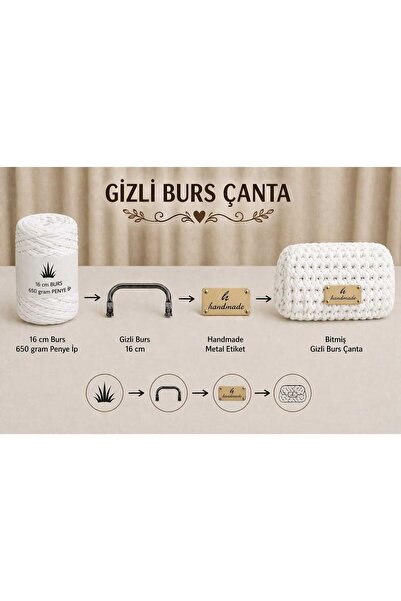aurellen Secret Burs Bag Making Kit 16 cm Scholarship 650 Gr Combed Cotton St...
