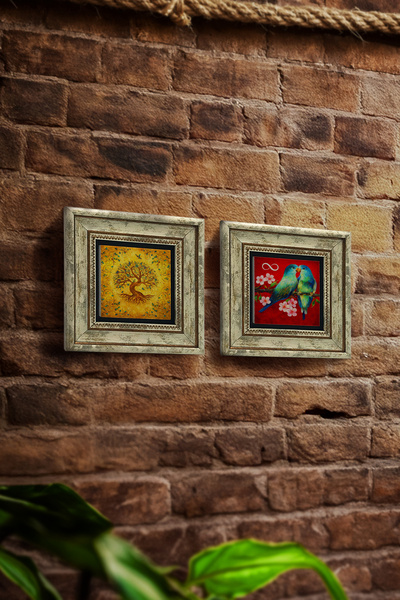 Sadrazam Σύμβολο Δέντρου της Ζωής με Ζευγάρι Πουλιά και Μοτίβα 20x20 εκ. Σετ ...