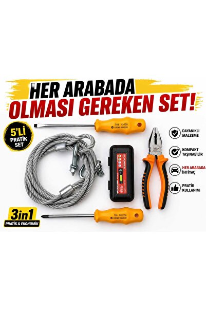 powerdex Her Arabada Olması Gereken Set – Pense Tornavida Çekme Halatı El Fen...