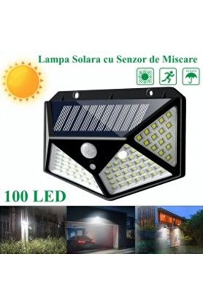 Bibilel Соларна стенна лампа 100 LED със сензор за движение и светлина IP65 з...