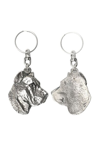 Art - Dog Presa Canario - Silver-plated pendant with a dog in a decorative bo...