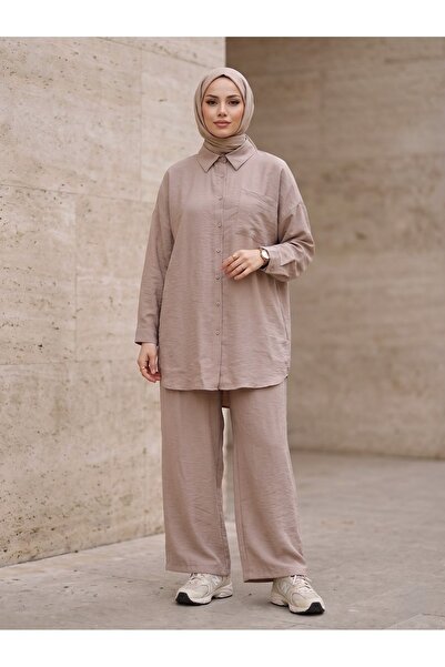 Foremia Pocket Detail Trouser Suit-Mink