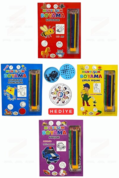 Parıltı Yayınları Fabulous Coloring-Animals-Farm Life-Games and Toys-Vehicles...