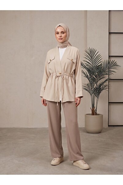 Naknaku Double Cover Tunnel Detail Jacket-Stone
