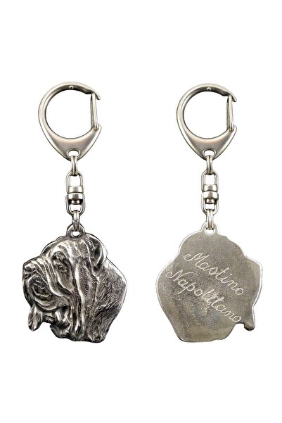 Art - Dog Neapolitan Mastiff, Mastino Napoletano - Silver-plated key ring wit...