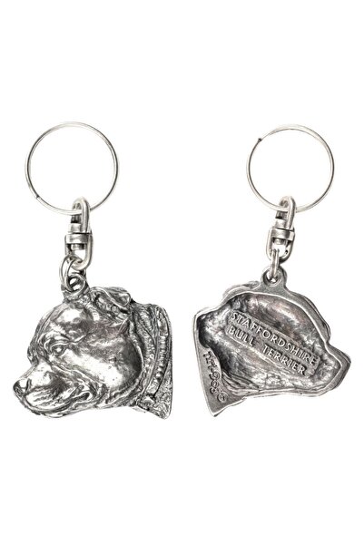 Art - Dog Staffordshire BullTerrier - Silver-plated pendant with a dog in a d...