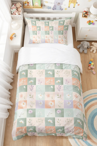 BelezaHome Çicek Bohem Desenli Çocuk Nevresim Kılıfı 160x220 Pamuk Tek Kişili...