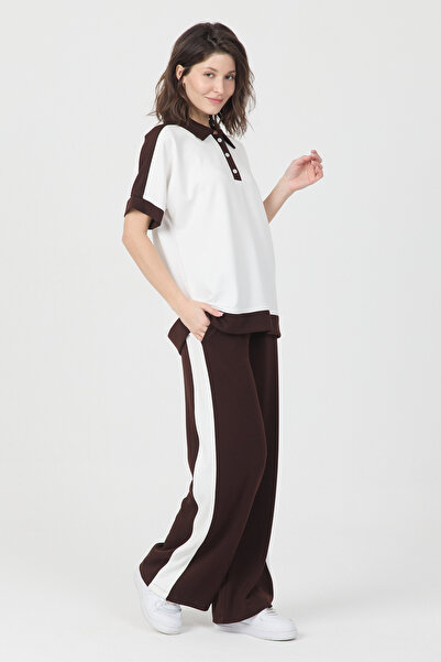 zitex Σετ φόρμας με λαιμόκοψη πόλο, φαρδιά μπατζάκια, λεπτομέρεια Garni, από ...