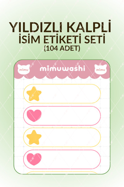 Mimu Art Studio Yıldızlı Kalpli 104 Adet İsim Etiketi Sticker Seti Defter Kit...
