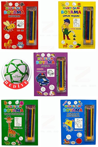 Parıltı Yayınları Fabulous Coloring-Animals-Farm Life-Games and Toys-Vehicles...