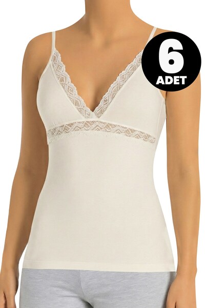 Öts Σετ 6 τεμαχίων γυναικεία εσώρουχα δαντελωτά (96% βαμβάκι - 4% ελαστάνη)