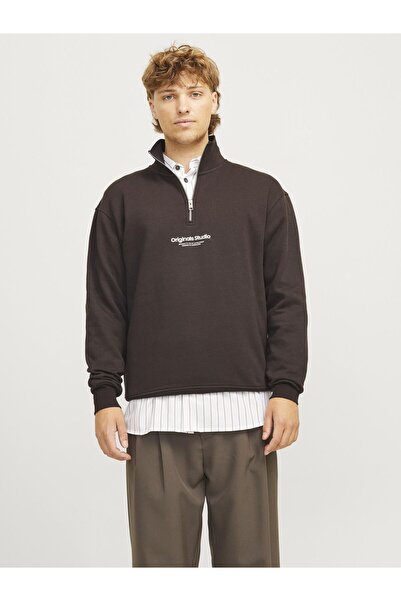 Jack & Jones Mikina s polovičním zipem Textová mikina s polovičním zipem