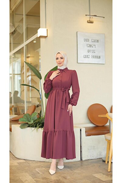 Moda İncir Δαντελωτό φόρεμα με κορδόνια