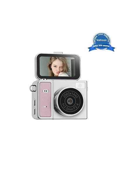 Vothoon 2K HD Ekranlı Mini Dijital Retro Video Kamera Flaşlı Dijital Vlog Min...