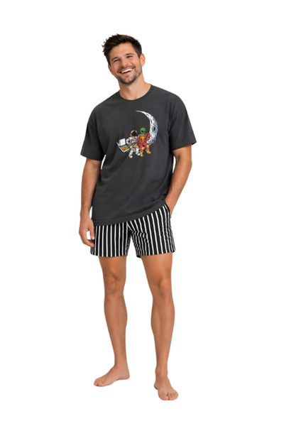 Pijamask ΑΝΔΡΙΚΟ ΣΕΤ ΚΑΛΟΚΑΙΡΙΝΗΣ ΠΙΤΖΑΜΑΣ ΑΠΟ ΒΑΜΒΑΚΙ ΜΕ ΣΟΡΤΣ ΚΑΙ ΣΤΑΜΠΕΣ