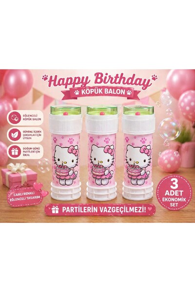 BKMC PARTY 10’lu Köpük Balon Seti Happy Birthday Pembe Kedi Temalı – Doğum Gü...