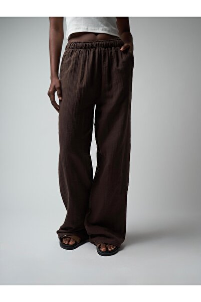 citycenterfashion Γυναικείο παντελόνι μουσελίνας με φαρδιά μπατζάκια cty-abr-...