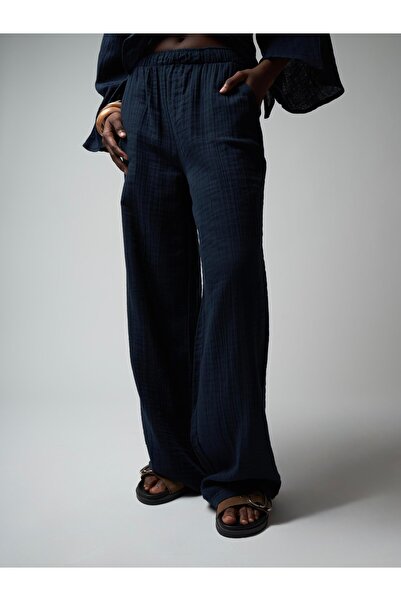 citycenterfashion Γυναικείο παντελόνι μουσελίνας με φαρδιά μπατζάκια cty-abr-...