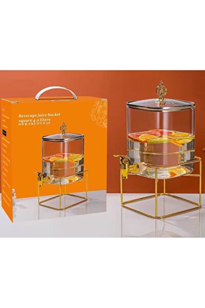 fara marca Borcan limonadă cu robinet și suport 3.2L - Design elegant, Sticlă...