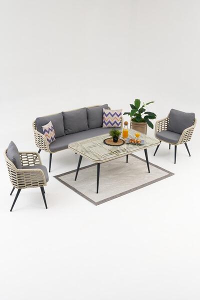 Divona Home MİNEO MİDİ BAHÇE BALKON OTURMA GRUBU (3+1+1+MASA)