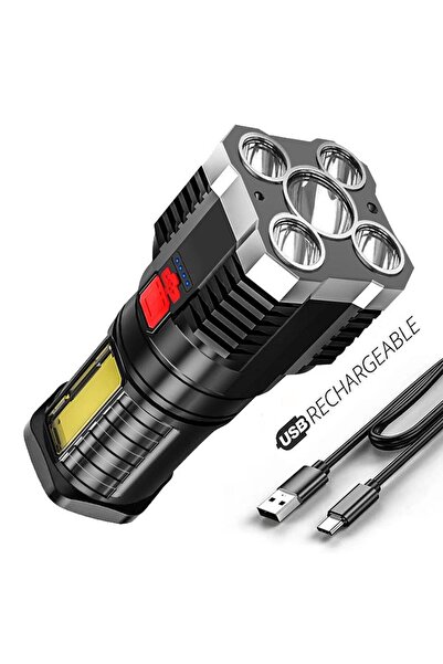 Munico Çok Parlak El Feneri, 14 cm, USB El Feneri, Şarj Edilebilir LED, 100.0...