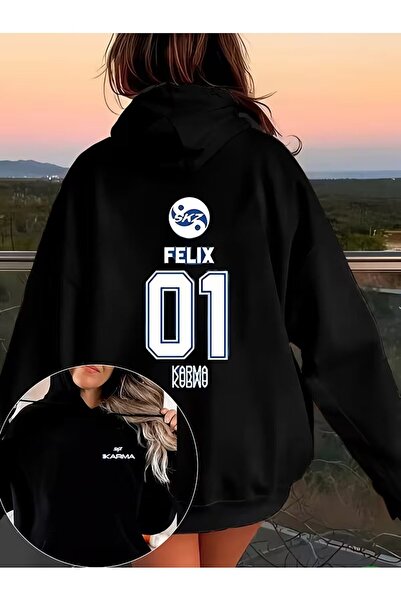 Le Savu Stray Kids SKZ Φούτερ με κουκούλα με συνδυασμό σχεδίων, Unisex, Oversize