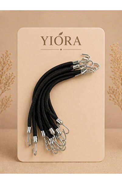 yiora 10 τεμάχια μαύρα χοντρά λαστιχάκια με γάντζο & μαύρα λαστιχάκια με γάντζο