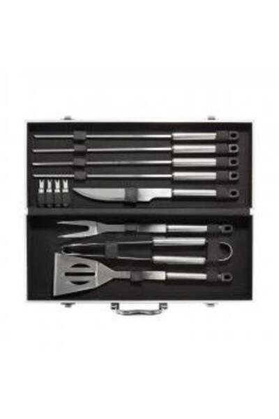 Luxis Σετ Εργαλείων Μπάρμπεκιου - 12 Τεμάχια, Θήκη Αλουμινίου, Ανοξείδωτο Ατσάλι