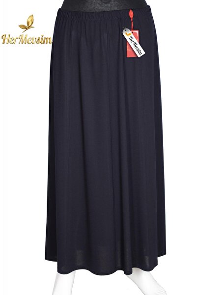 Hermevsim Hesna Women's Sezen Battal Size 8 Piece Cotton Combed Navy Blue Skirt