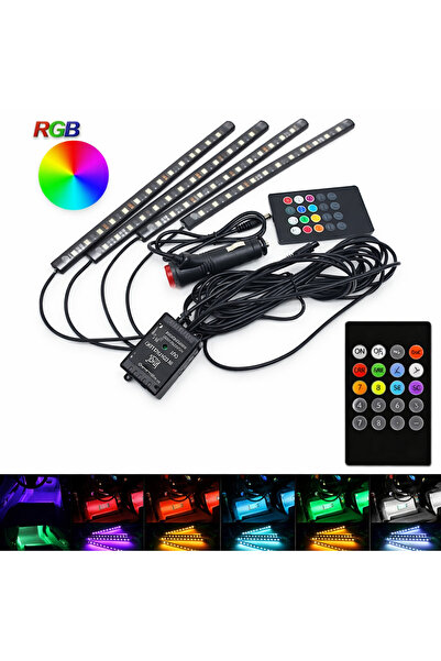Hightek Araç İçi Ayak Altı LED Seti RGB Kumandalı Sese Duyarlı 12V Çakmak Gir...