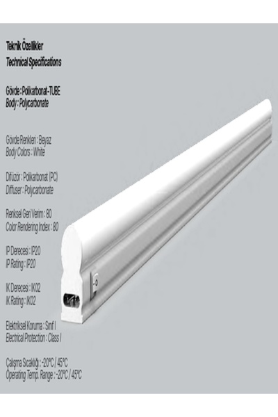ARMATÜR T5 LED TÜB ARMATÜR BEYAZ RENK - EKLENEBİLİR