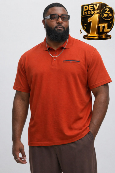 Maccali Men's Large Size Summer Cotton Red Polo Collar T-Shirt