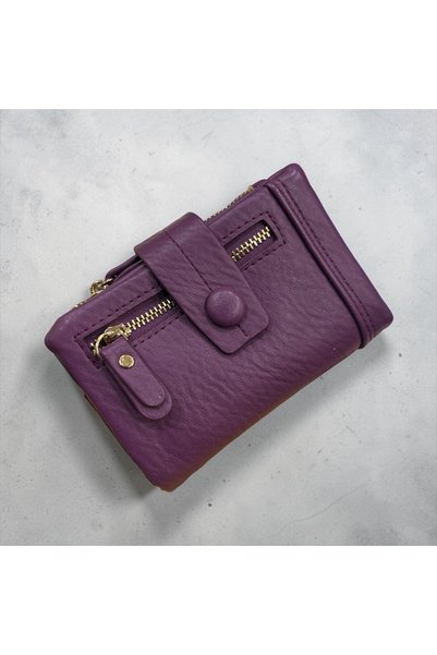 rinkadoll Soft Textured Purple Color Large Compartment Women's Wallet Handbag