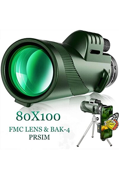 özgürce Yüksek Çözünürlüklü 80x100 HD Zoom Monoküler Teleskop ve Telefon Tutucu