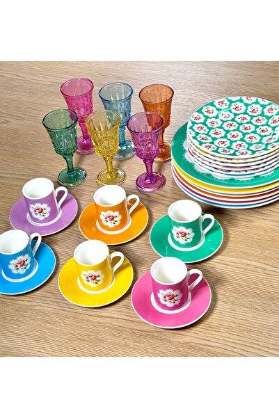 Ara Porselen Vintage Seri Altı Kişilik 30 Parça Sunum Seti