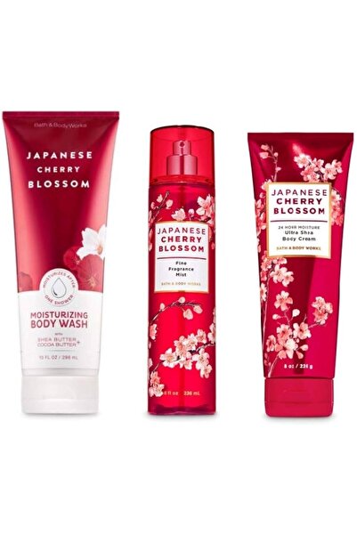 Bath and Body Works رذاذ عطري برائحة زهر الكرز الياباني، كريم للجسم وغسول للجسم