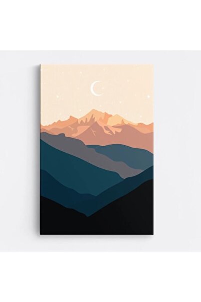OEM Tablou pe pânză premium WOWCanvas, Peisaj montan la apus, 60 x 90 cm