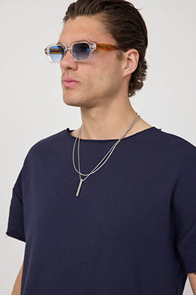 gothamvibes Erkek Blank Boxy Lacivert T-Shirt