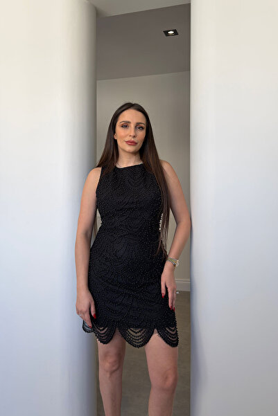 MAGARDE Κεντημένο Εισαγόμενο Φόρεμα Σχεδιαστικής Σχεδίασης - ΜΑΥΡΟ