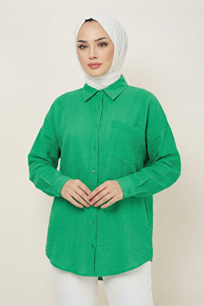 lavrisa Γυναικείο λινό πουκάμισο βασικής γραμμής με τσέπες LVR001